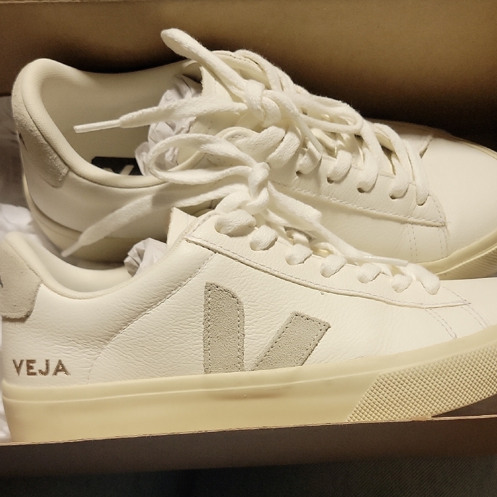 Veja Cream Sneakers with Distinctive Logo and Casual Style